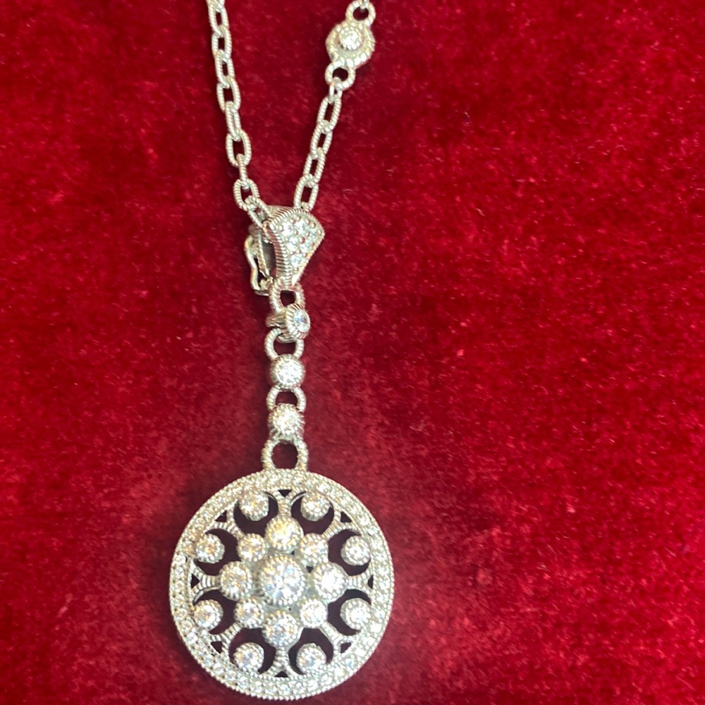 Judith Ripka  Necklace With Diamonique Stones in Chain and Enhancer
